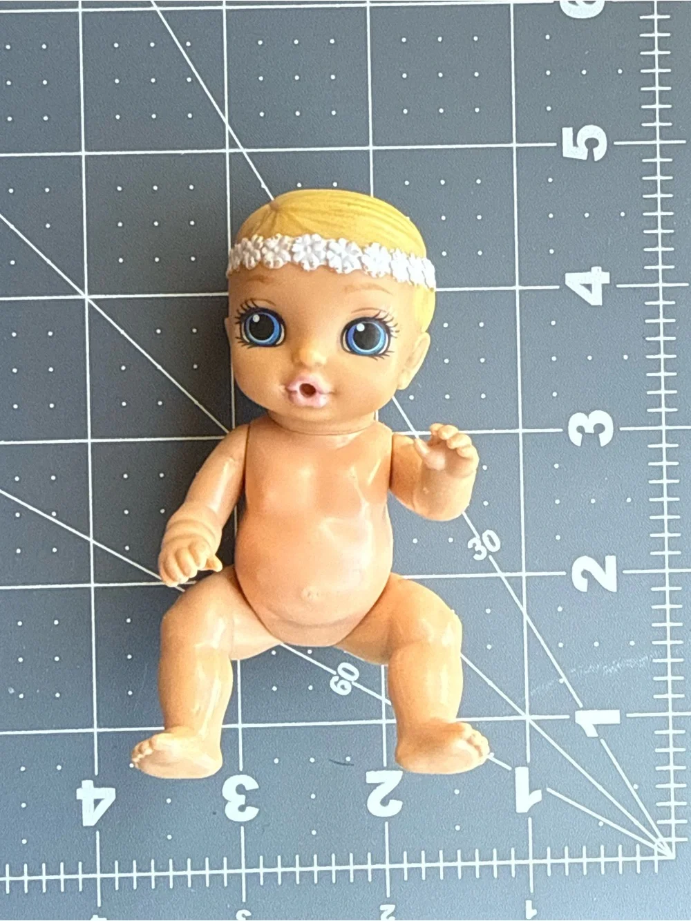 Zapf Creation Mini Baby Doll Figure * Blonde * Blue Eyes * Flower Headband